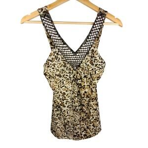 Cato Animal Print V-Neck Tank with Metallic Studs